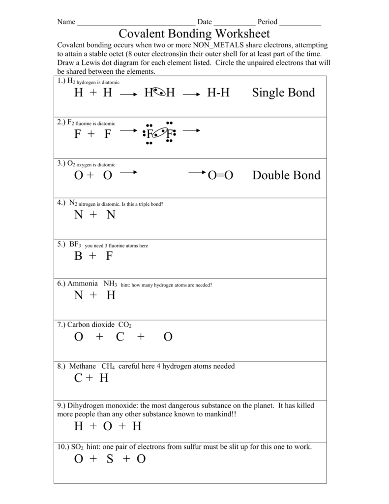 Chemical Bonding Review Worksheet Answer Key Db excel