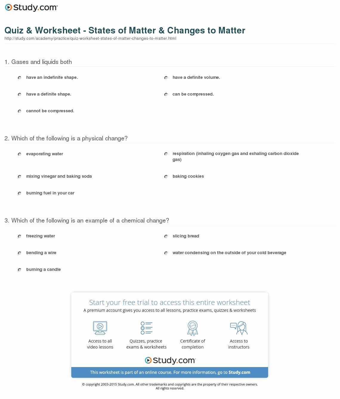 Chemical Changes Worksheet Answers Printable Worksheet Template