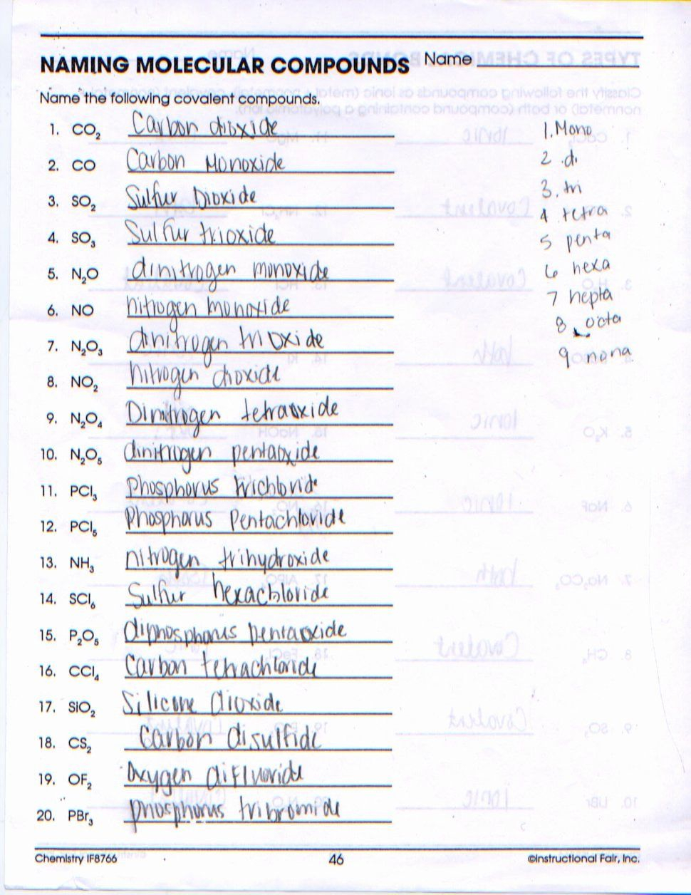 Chemistry Balancing Chemical Equations Worksheet Answer Key