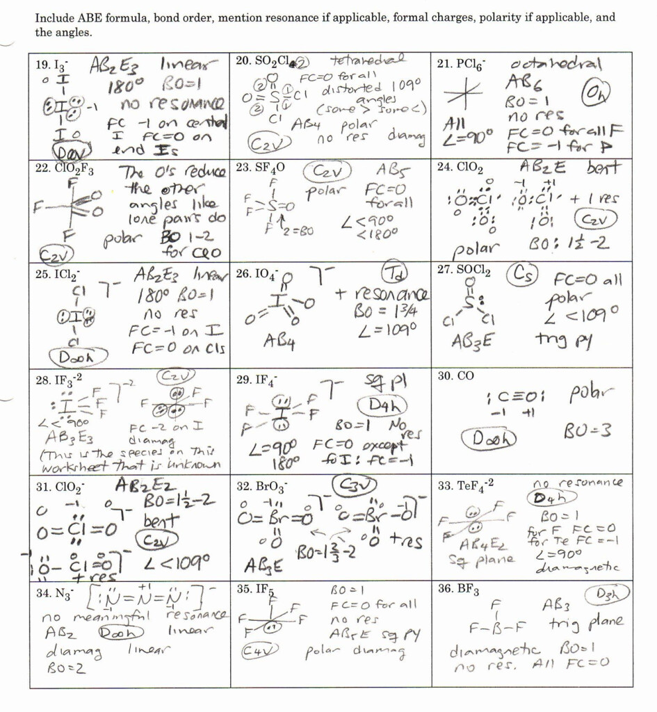 Chemistry Lewis Dot Structure Worksheet Answers Thekidsworksheet