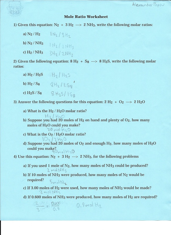 Chemistry Molar Ratio Practice Problems Answers ALV Daily