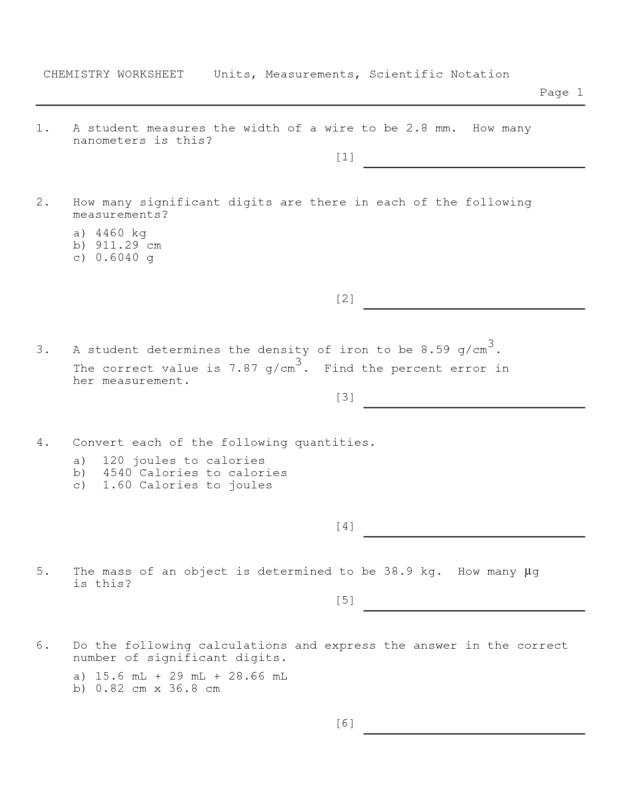 Chemistry Percent Error Worksheet Answer Key Worksheet