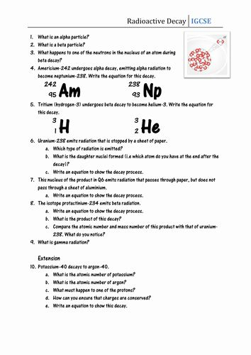 Chemistry Radioactive Decay Worksheet Answers Interpreting Graphics 