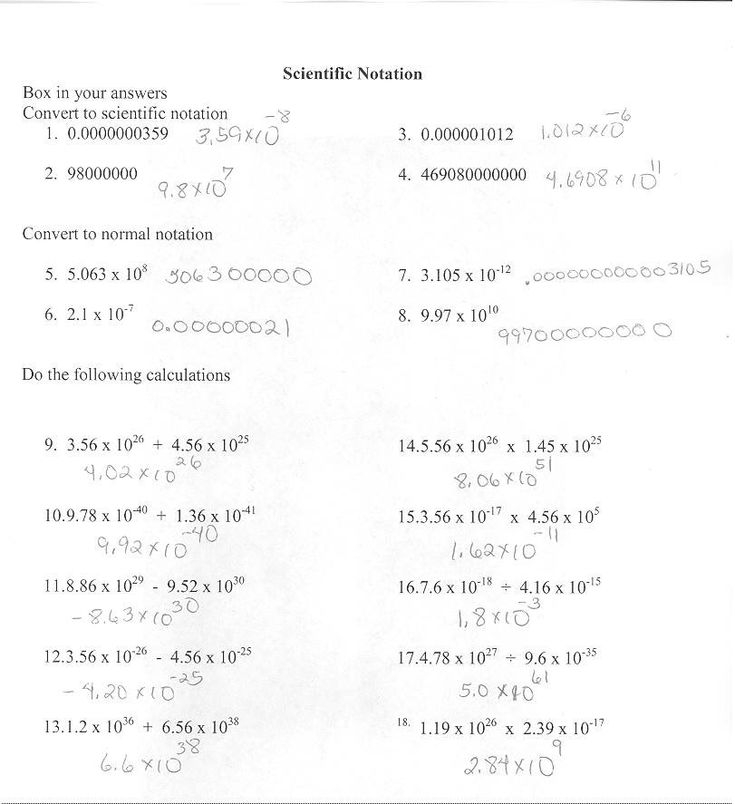 Chemistry Scientific Notation Worksheet Answer Key Kidz Activities 