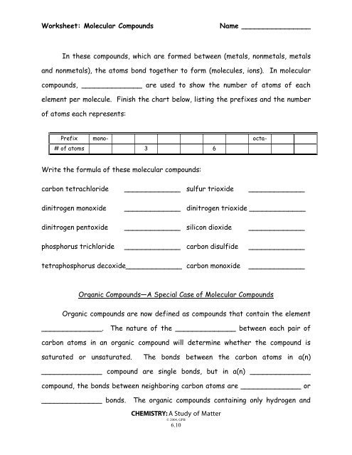 Chemistry Study Of Matter Worksheets Worksheets Master