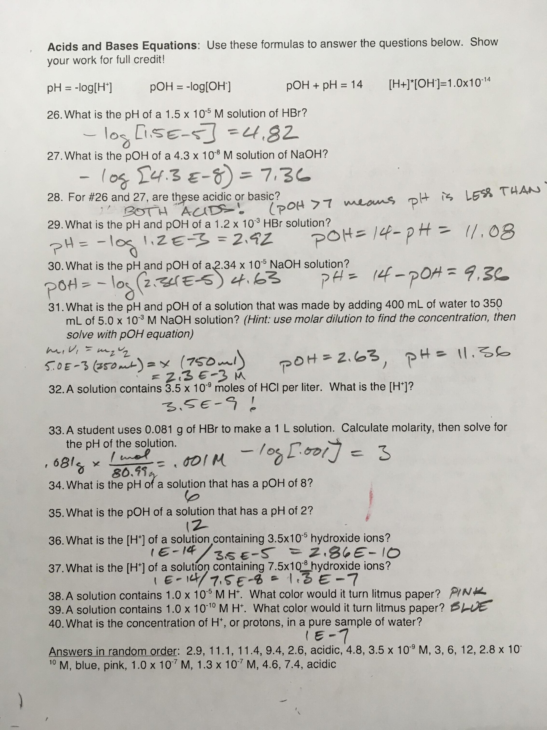 Chemistry Unit 1 Worksheet 6 Dimensional Analysis Answer Key 