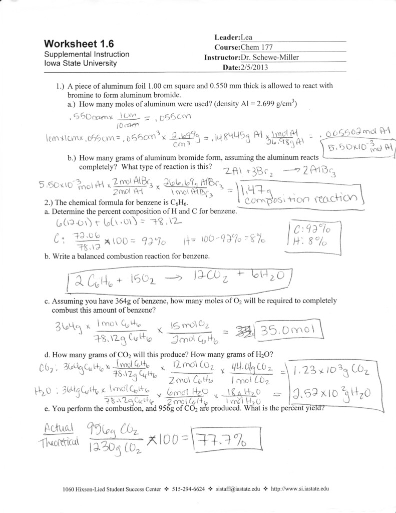 Chemistry Unit 5 Test Answer Key Chemistry Unit 6 Worksheet 1 Answer 