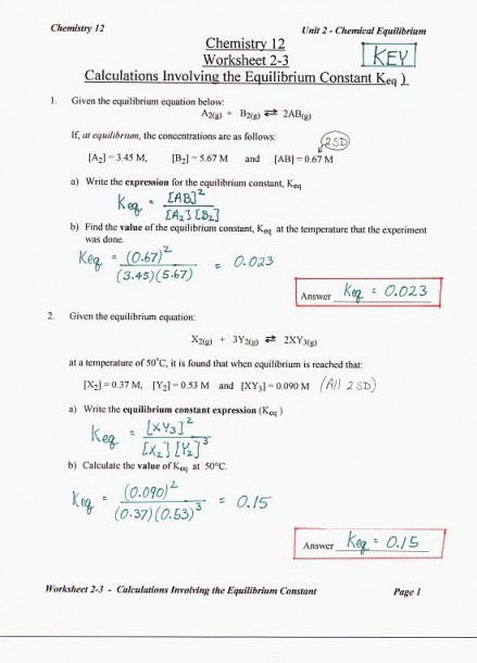 Chemistry Unit 5 Worksheet 1 Answers