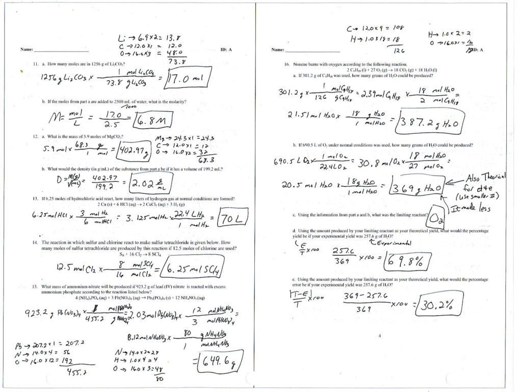 Chemistry Unit 6 Worksheet 1 Answer Key Db excel