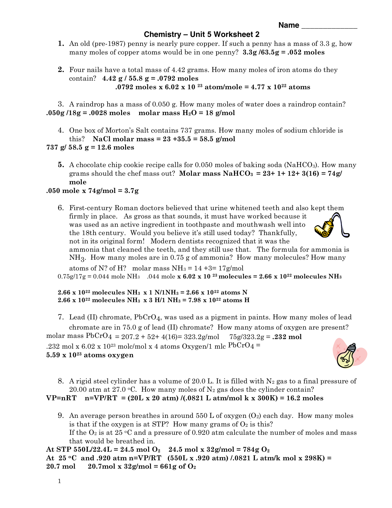 Chemistry Unit 6 Worksheet 6 Answer Key Villardigital Library For 