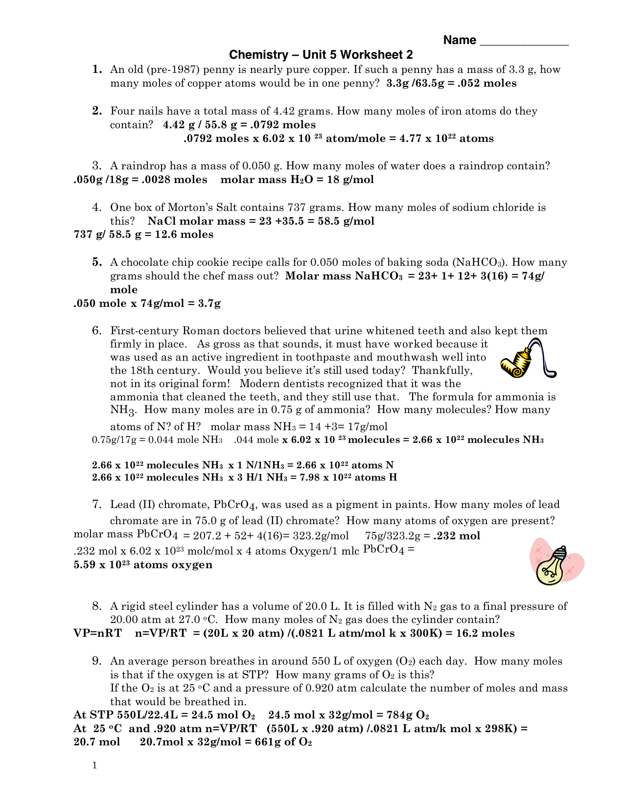 Chemistry Unit 6 Worksheet 6 Answer Key Villardigital Library For