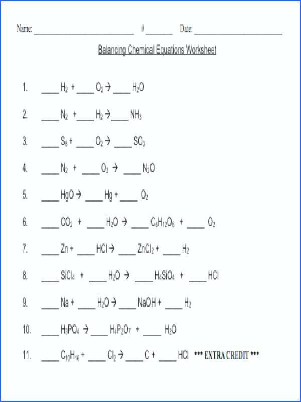 Chemistry Unit 7 Worksheet 2 Answers