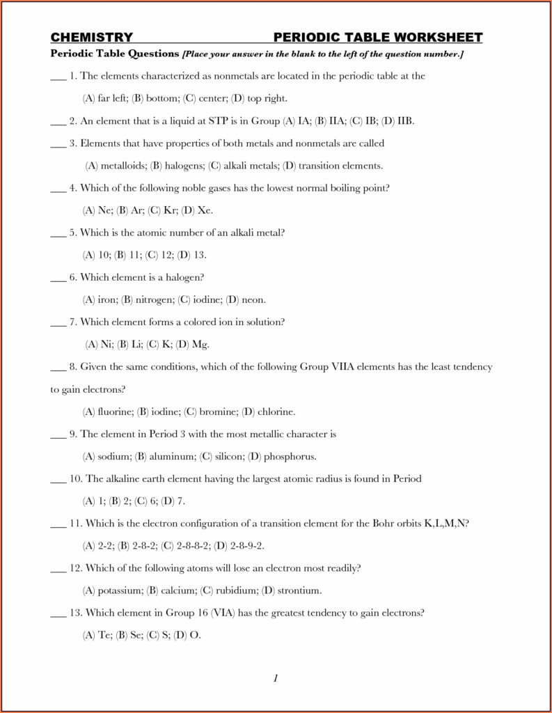 Chemistry Using The Periodic Table Worksheet Uncategorized Resume 