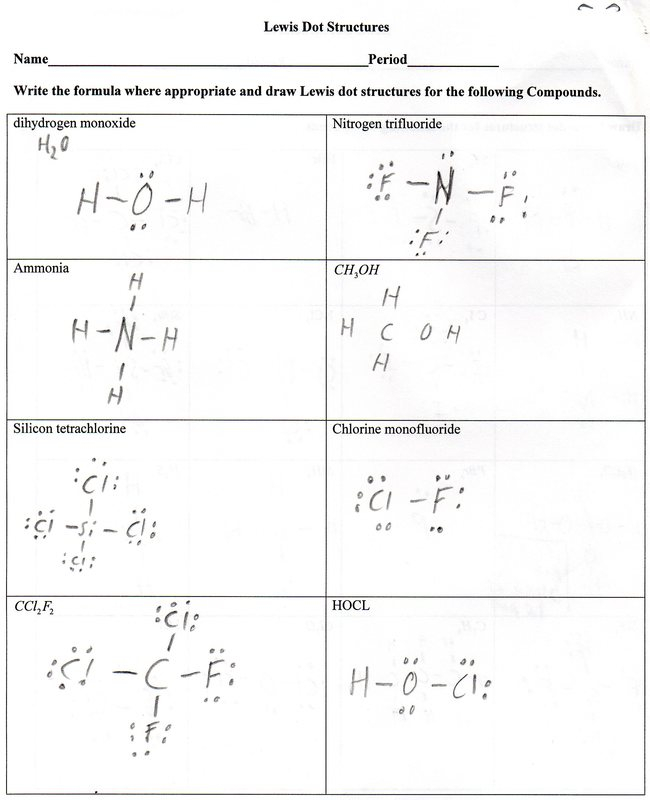 Chemistry Worksheet Lewis Dot Structures Answer Key