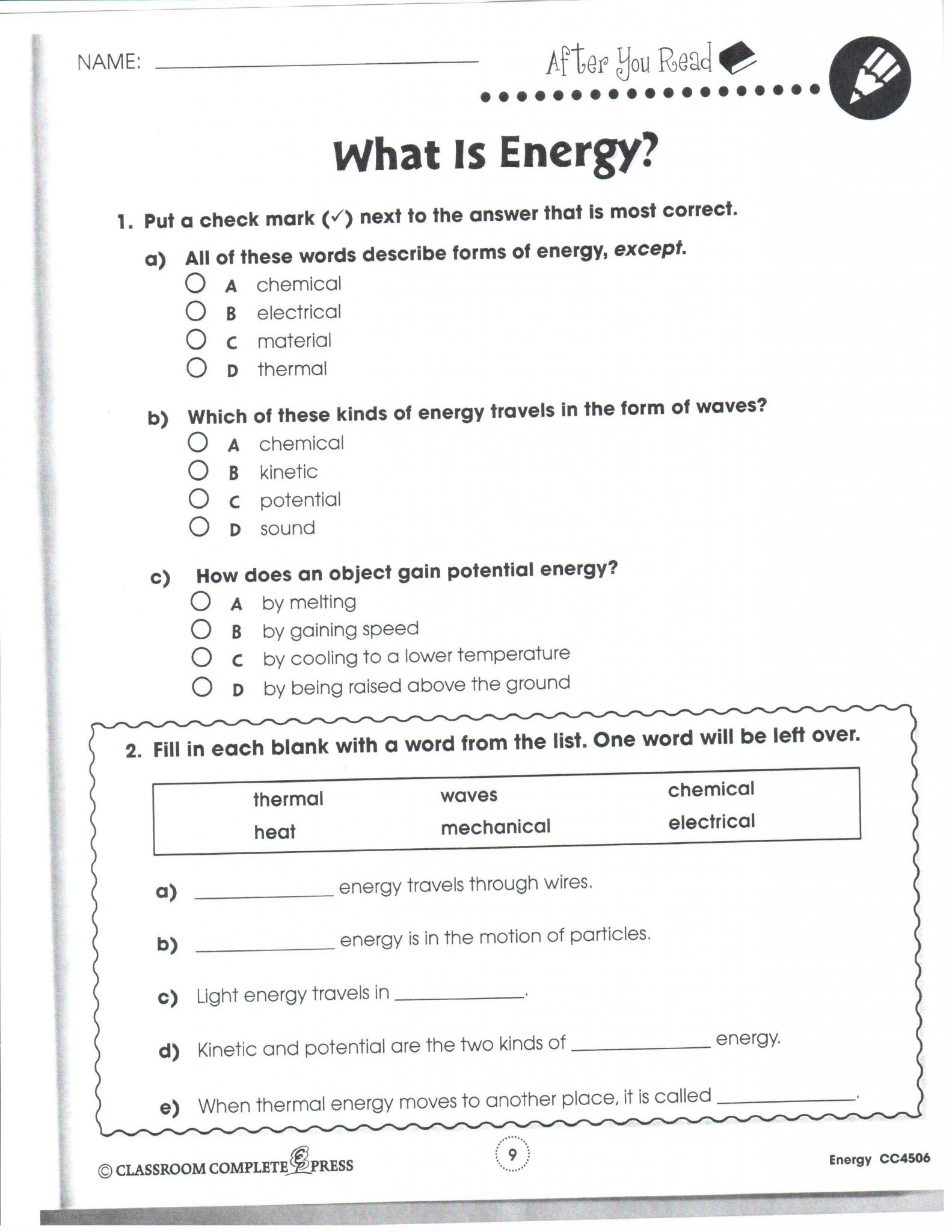 Chemistry Worksheet Matter 1 Answer Key