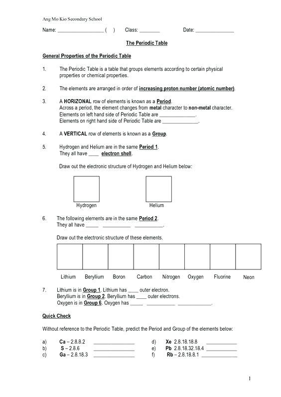 Chemistry Worksheet Matter 1 Answer Key