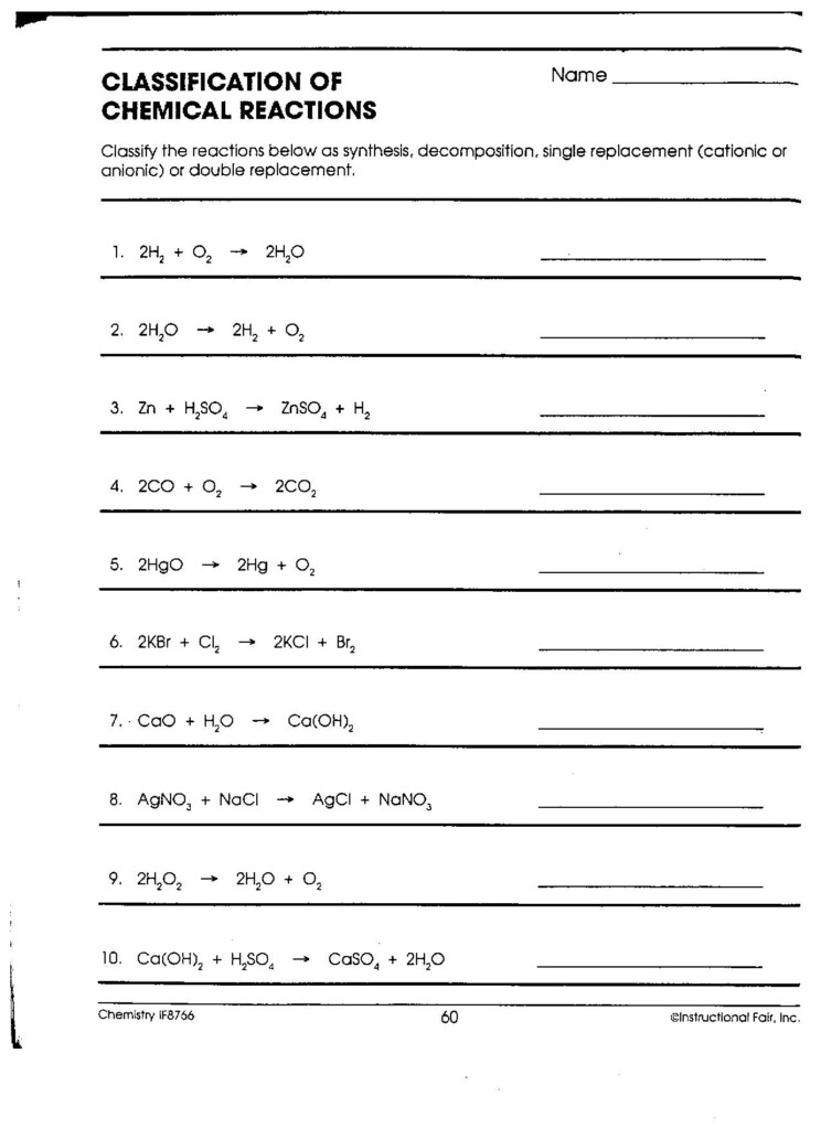 Chemistry Worksheets For High School Db excel