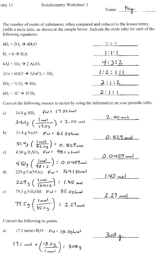 Chemistry Worksheets With Answers