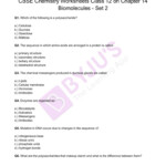 Class 12 Chemistry Worksheet On Chapter 14 Biomolecules Set 2