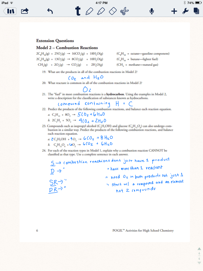 Classifying Types Of Chemical Reactions Pogil Answer Key Findworksheets