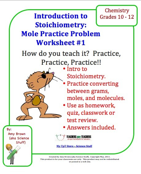 Classroom Freebies Practice Problem Worksheet For Stoichiometry And Moles