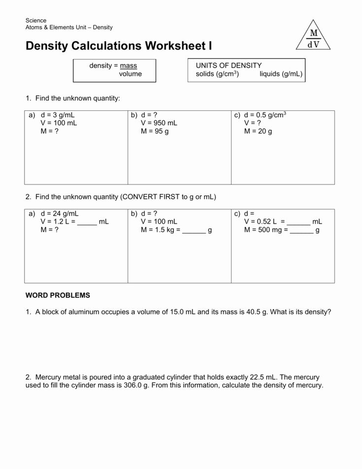 Density Calculations Worksheet Answer Key New Density Calculations 
