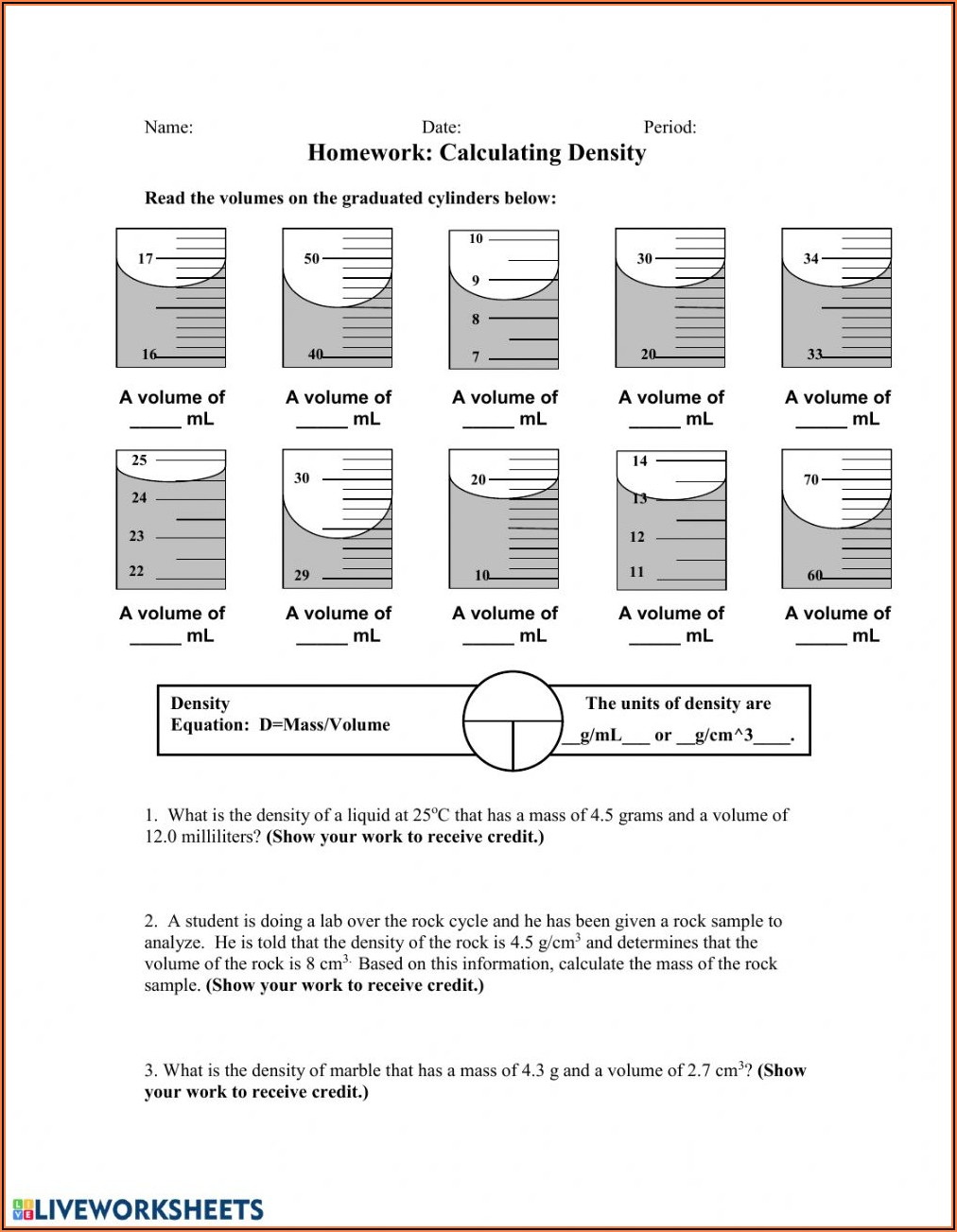 Density Worksheet Answer Key Pdf Chemistry Worksheet Resume 