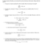 Density Worksheet Answers Chemistry Db excel