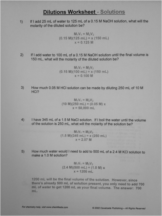 Dilution Worksheet Keys Mrs Morrison s Flipped Science Class