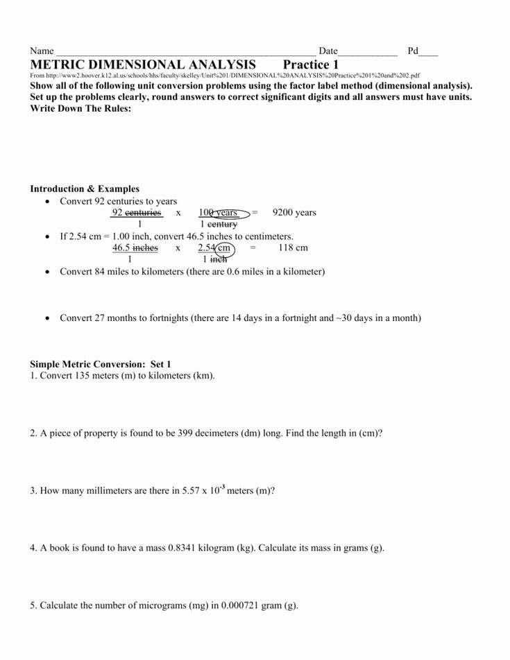 Dimensional Analysis Worksheet Answers Chemistry Inspirational Metric 