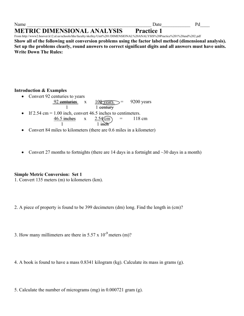 Dimensional Analysis Worksheet Answers Chemistry Promotiontablecovers