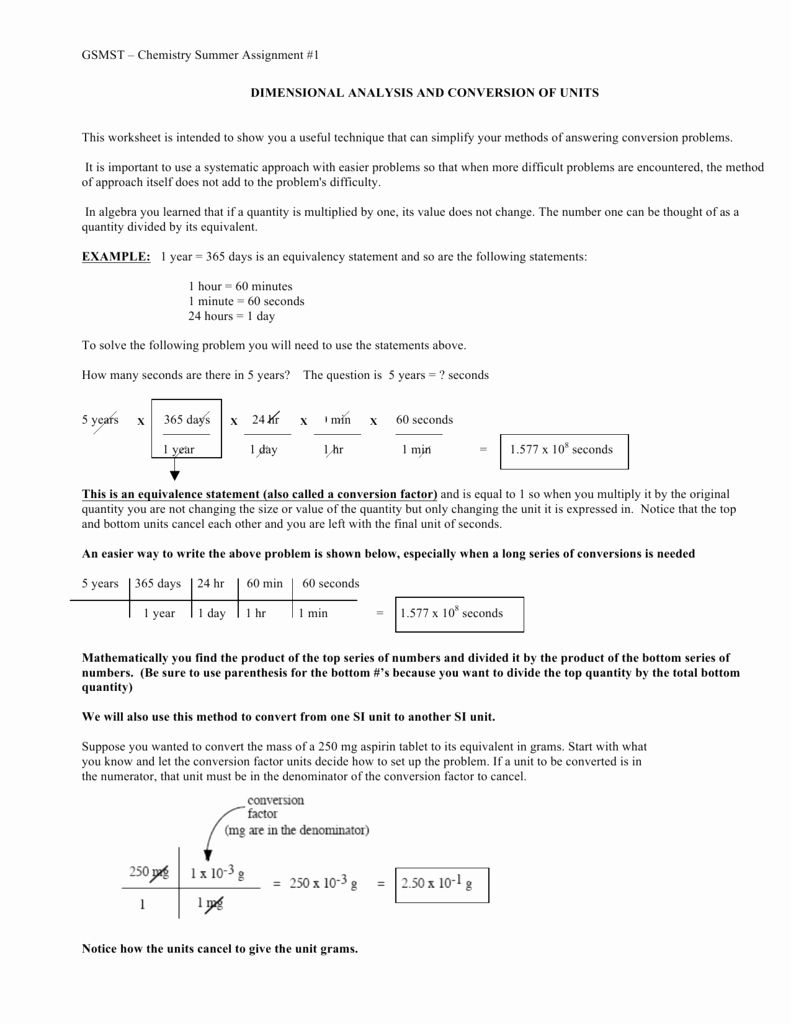 Dimensional Analysis Worksheet With Answers Pdf Chemistry Try This Sheet