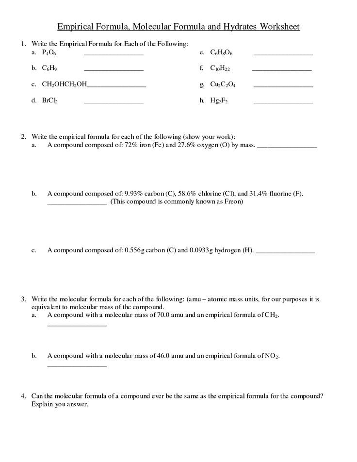 Empirical Formula Worksheet Key WorksSheet List