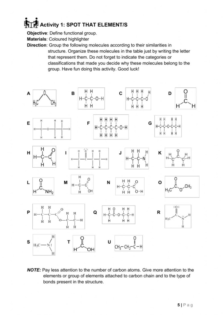 FUNCTIONAL GROUPS Organic Chemistry Worksheet