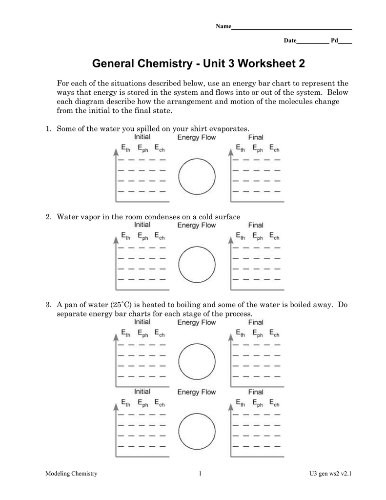 General Chemistry Unit 3 Worksheet 2