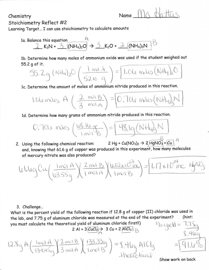 GeneralGeneral Stoichiometry Limiting Reagent Worksheet 