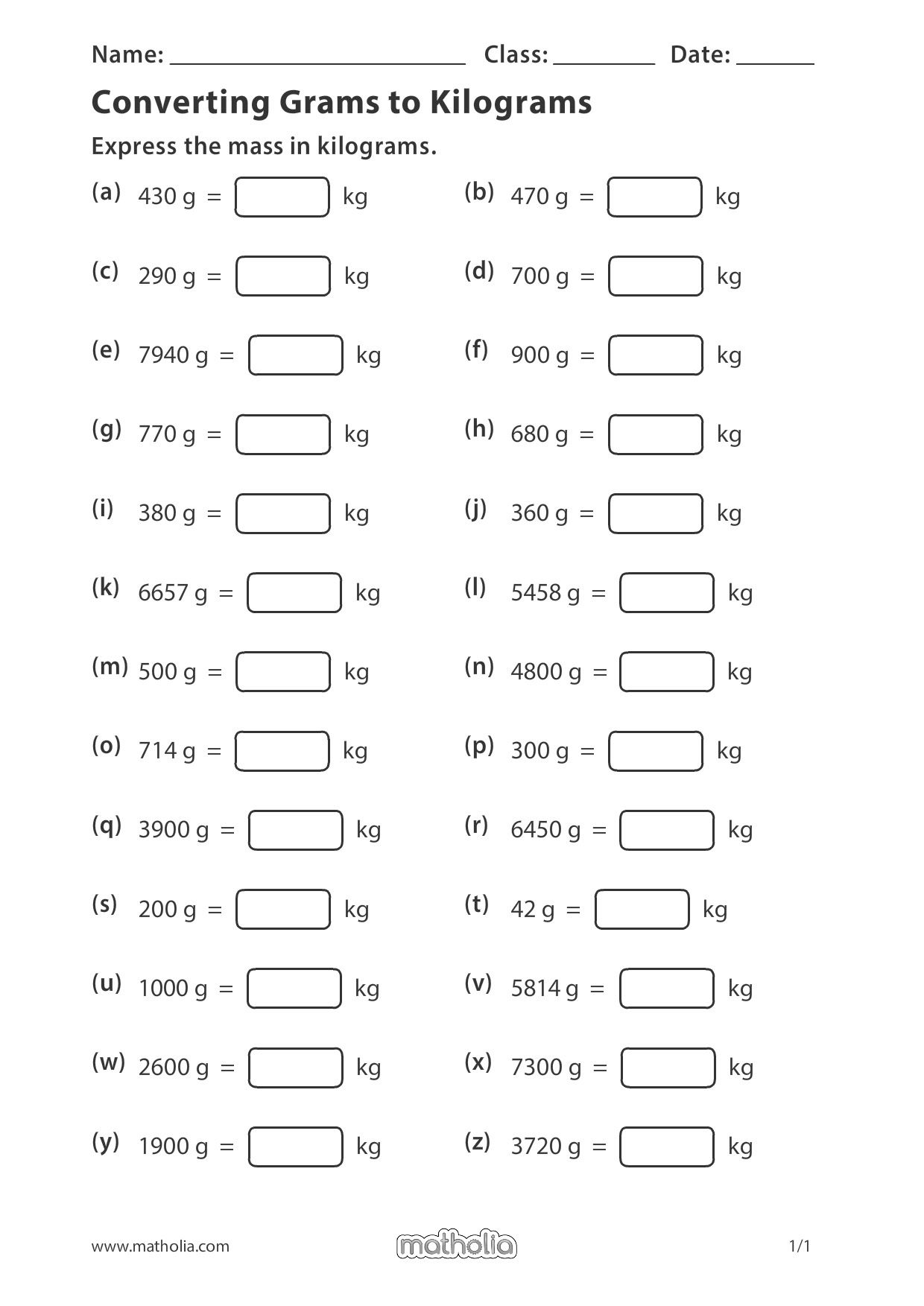 Gram Formula Mass Worksheet