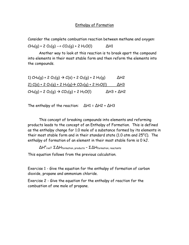 Heat Of Formation Worksheet Heats Of Formation Worksheet 1 Pdf Honors 