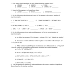 Honors Chemistry Homework Significant Digits