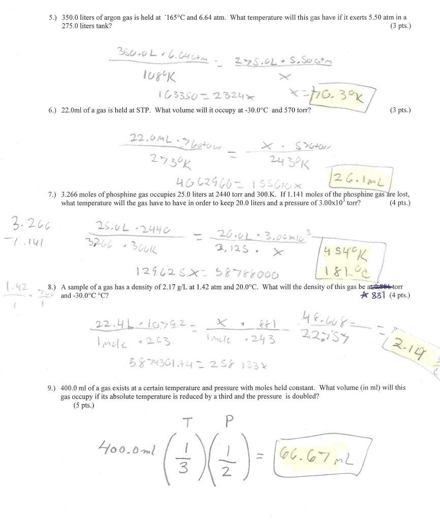 Ideal Gas Law Worksheet Answers Chemistry If8766 Worksheet