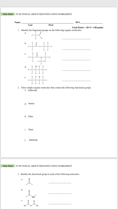 Identifying Functional Groups Worksheet With Answers Worksheet List