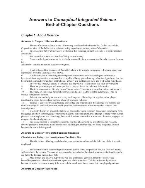 Integrated Chemistry And Physics Worksheets Answers To Conceptual 