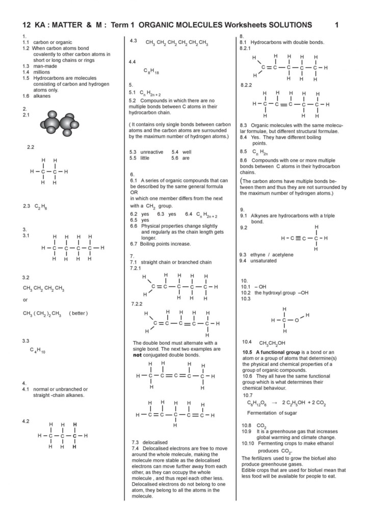 Intermolecular Forces Worksheet High School Grade 12 Organic Chemistry 