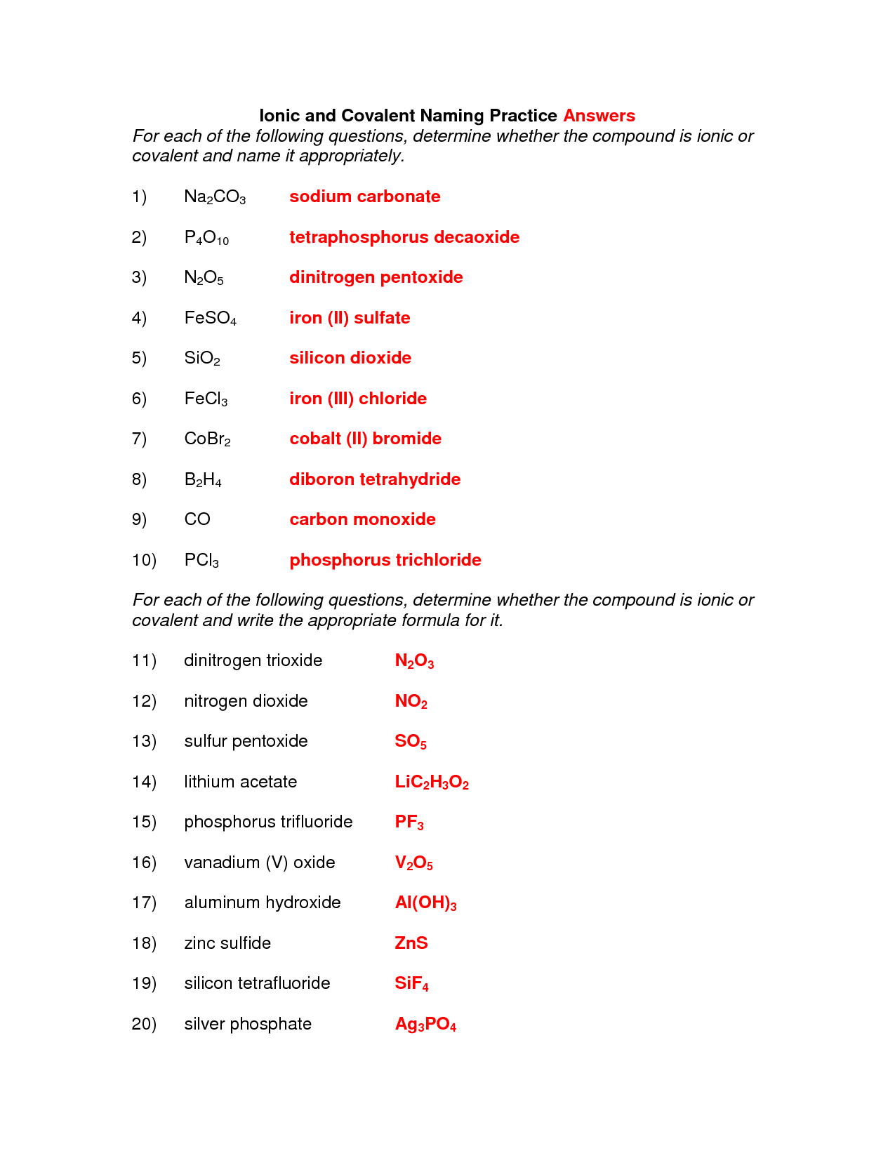 Ionic And Covalent Bonding Practice Worksheet Answers Worksheets