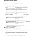 Ionic And Metallic Bonding Chapter 7 Worksheet Answers Ivuyteq