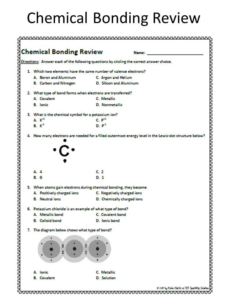 Ionic And Metallic Bonding Chapter 7 Worksheet Answers Ivuyteq