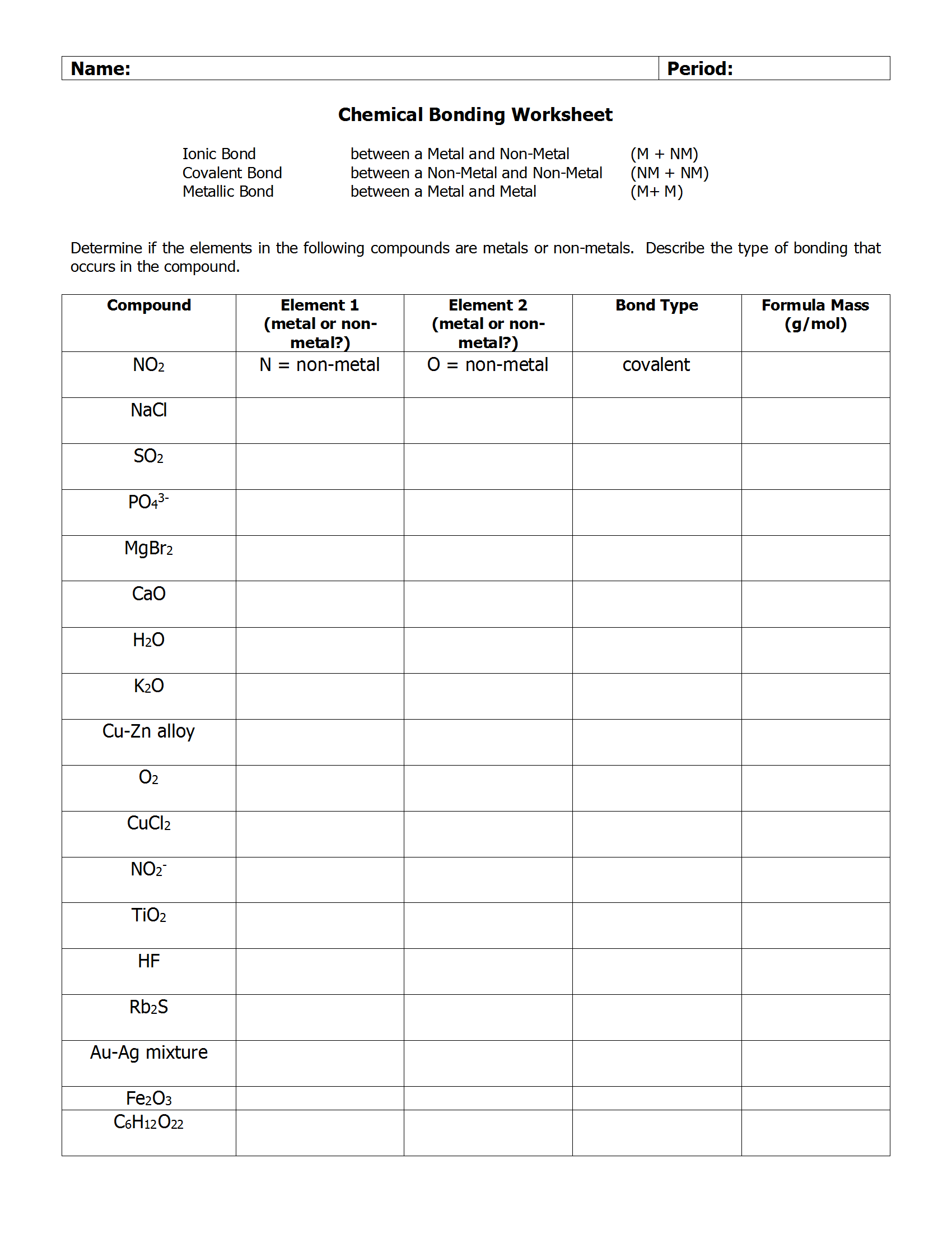 Ionic Bonding Worksheet Answer Key Pdf Worksheet