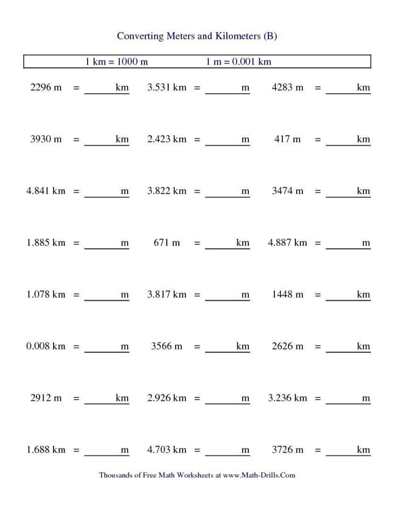 Measuring Units Worksheet Answer Key Metric Conversion Of Meters And 