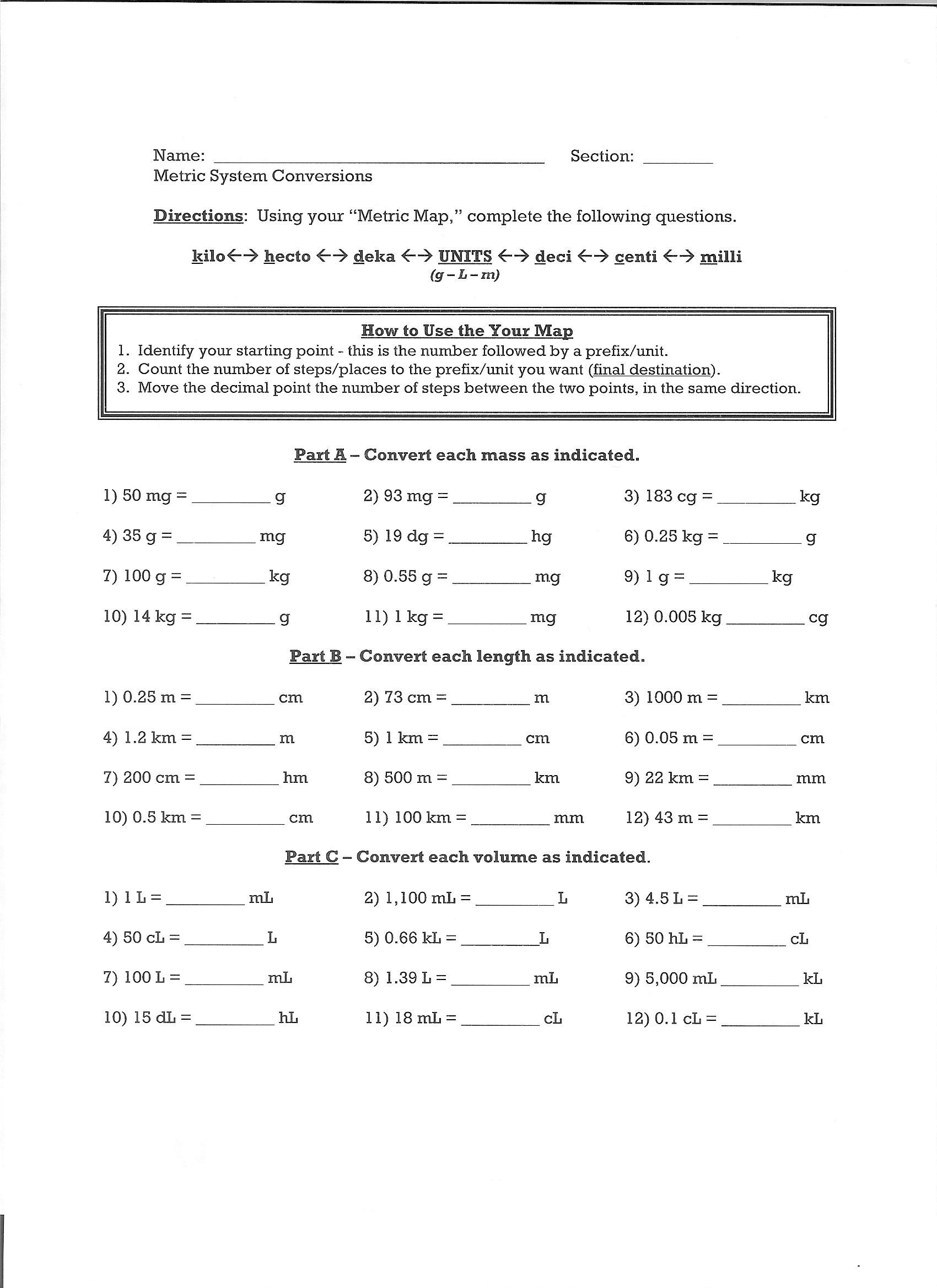 Metric Prefix Worksheet Modaklik Prefixes Metric System Conversion