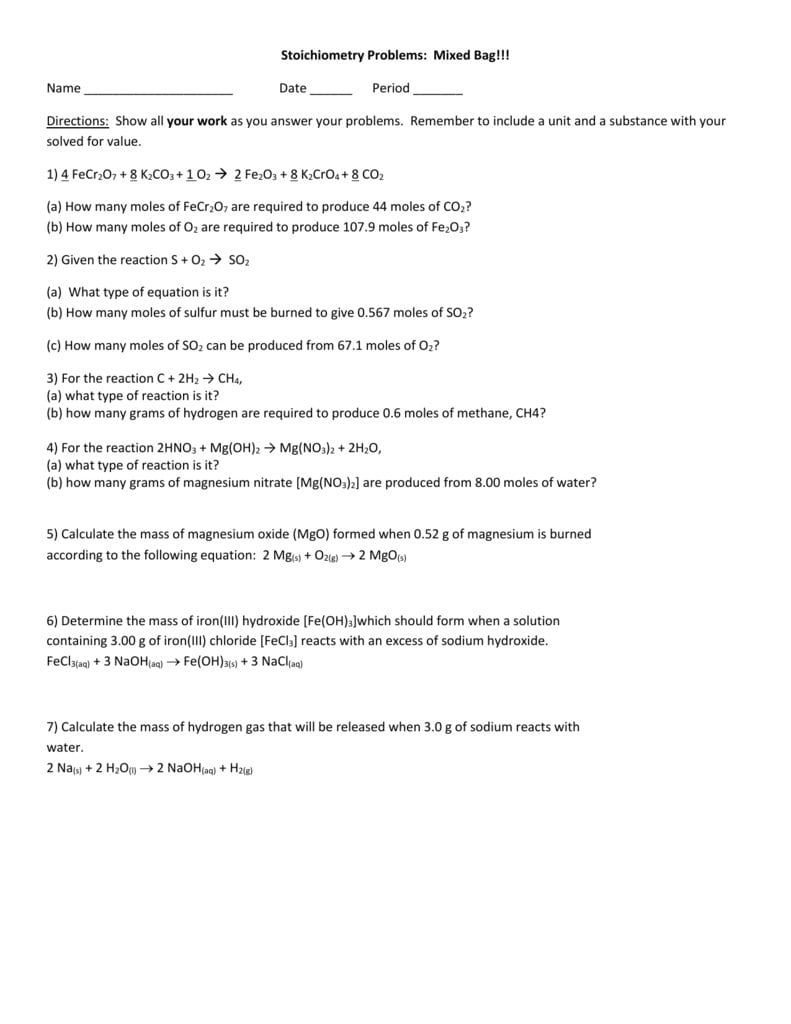 Mixed Mole Problems Worksheet Answers Mixerj